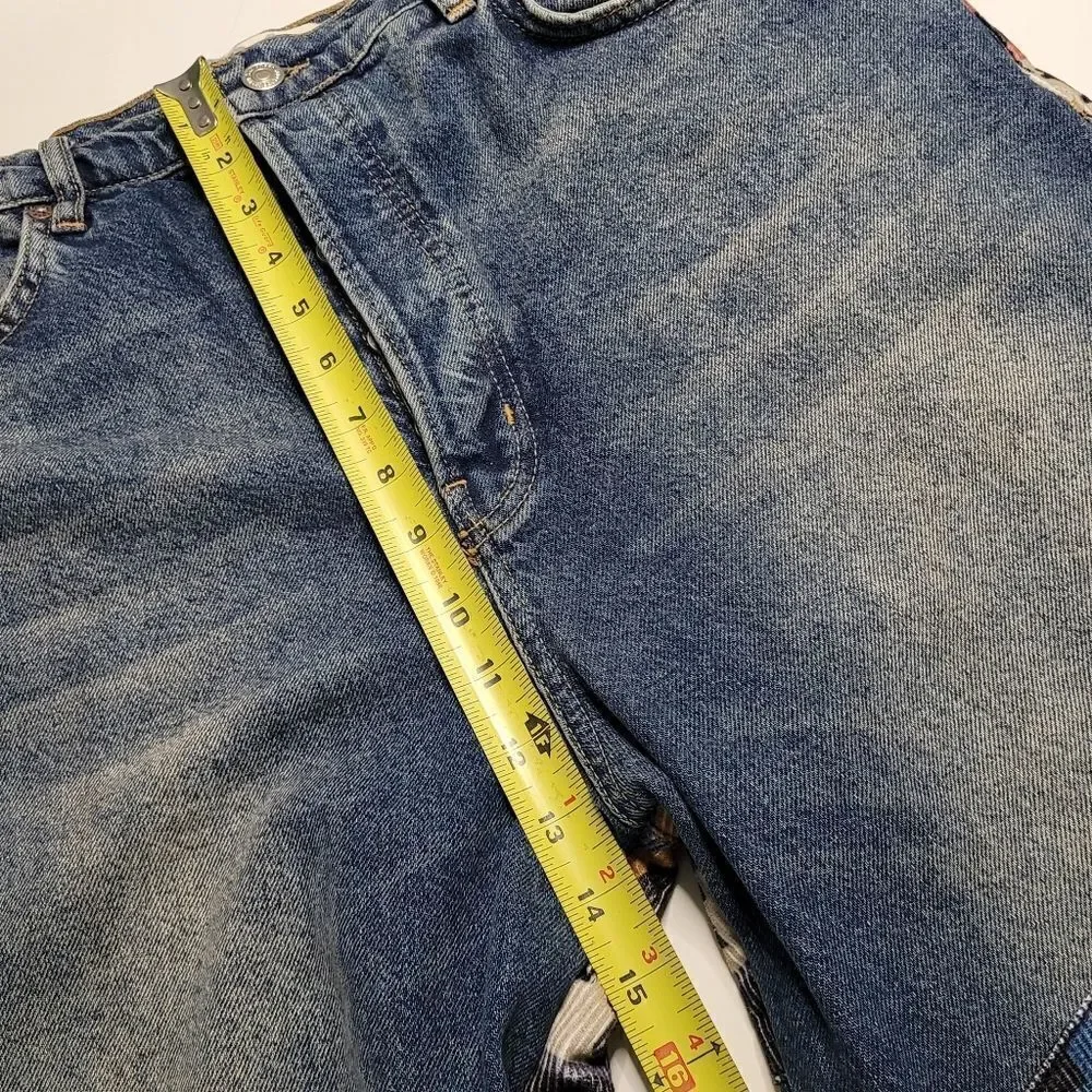 NEW 31 FREE PEOPLE tribal button fly Rocky corduroy patch loose jeans we the NWT - Picture 4 of 16